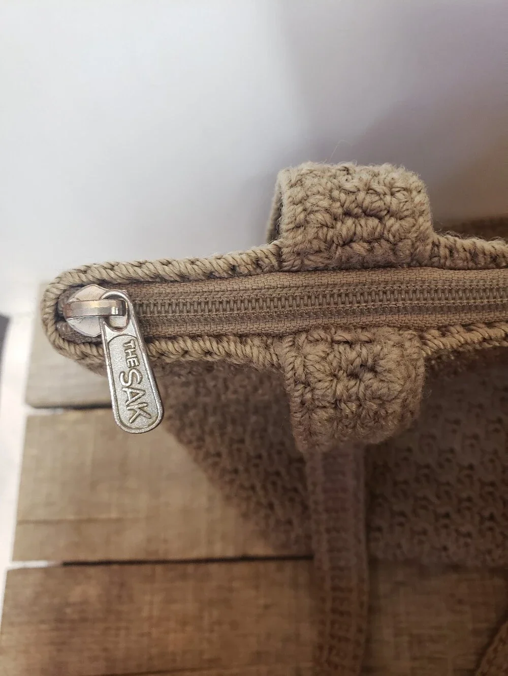 THE SAK Tan Crochet Hobo Shoulder Bag